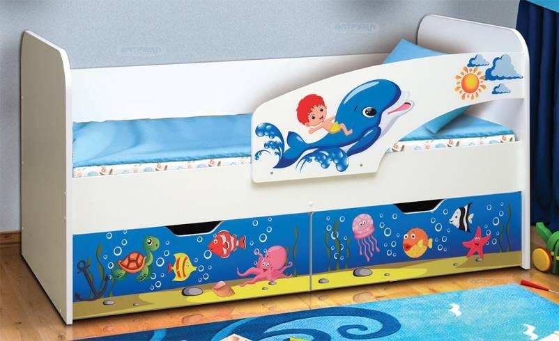 Кровать детская с фотопечатью «Дельфин» ЛДСП